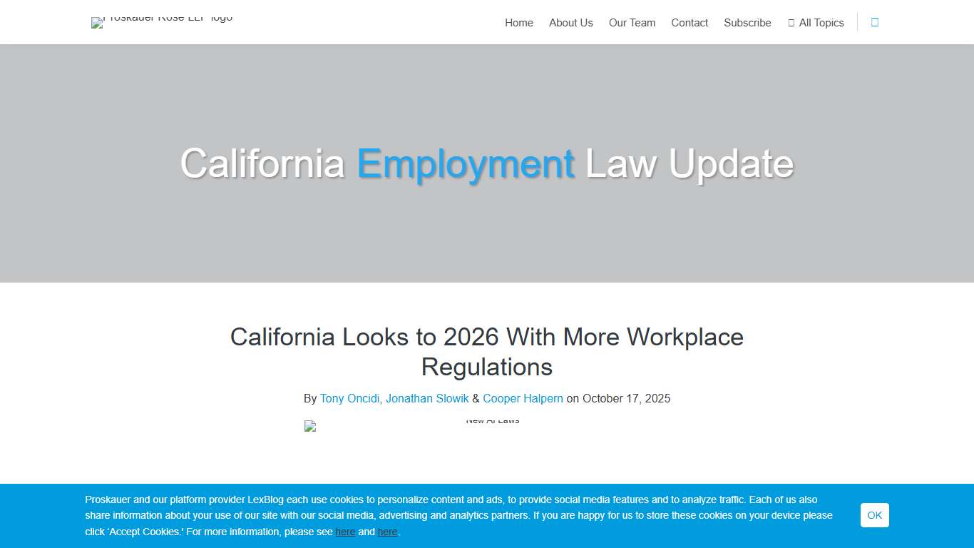 California Looks to 2026 With More Workplace Regulations | California Employment Law Update