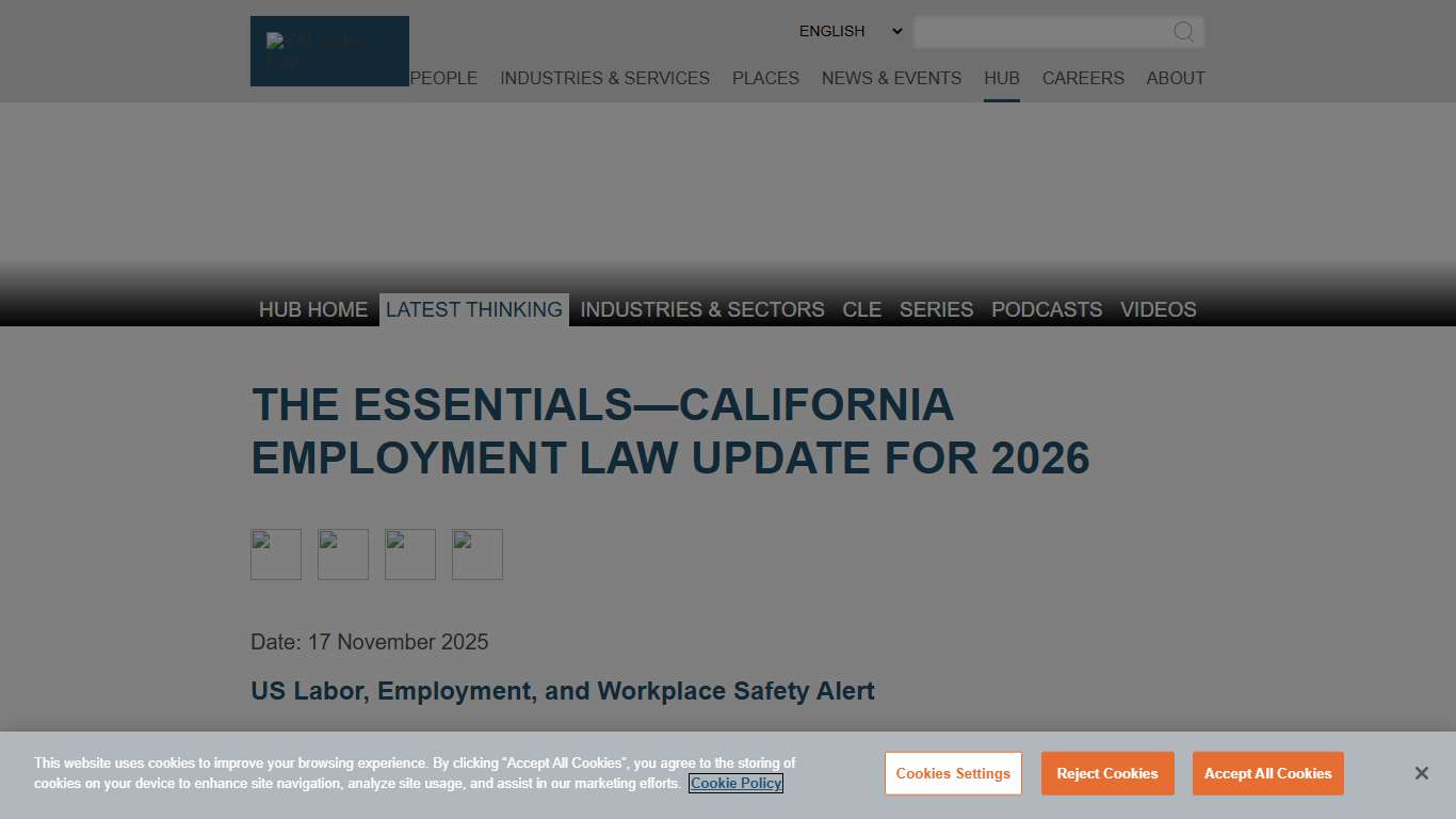 The Essentials—California Employment Law Update for 2026 | HUB | K&L Gates